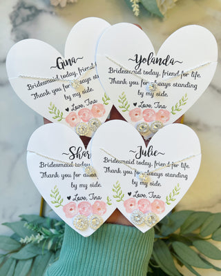 CZ Earrings and Matching Necklace with Heart Card