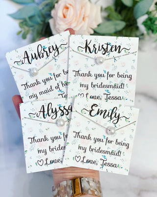 Pearl Necklace With Floral Card
