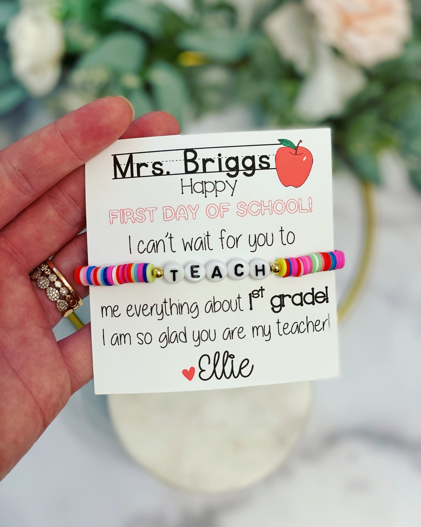 Rainbow teach bracelet! Teacher Gift! Back to School Gift! First day of school teacher gift