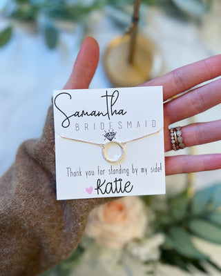 Circle Pendant Bridal Party Necklace