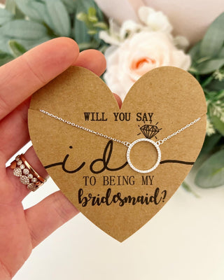 Will you say I do to being my Bridesmaid Circle Pendant Necklace!