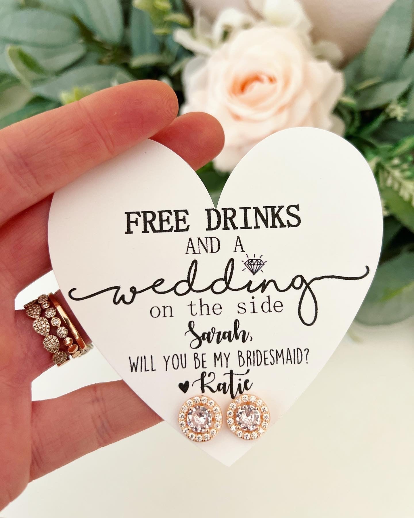 Will you be my bridesmaid? CZ earrings