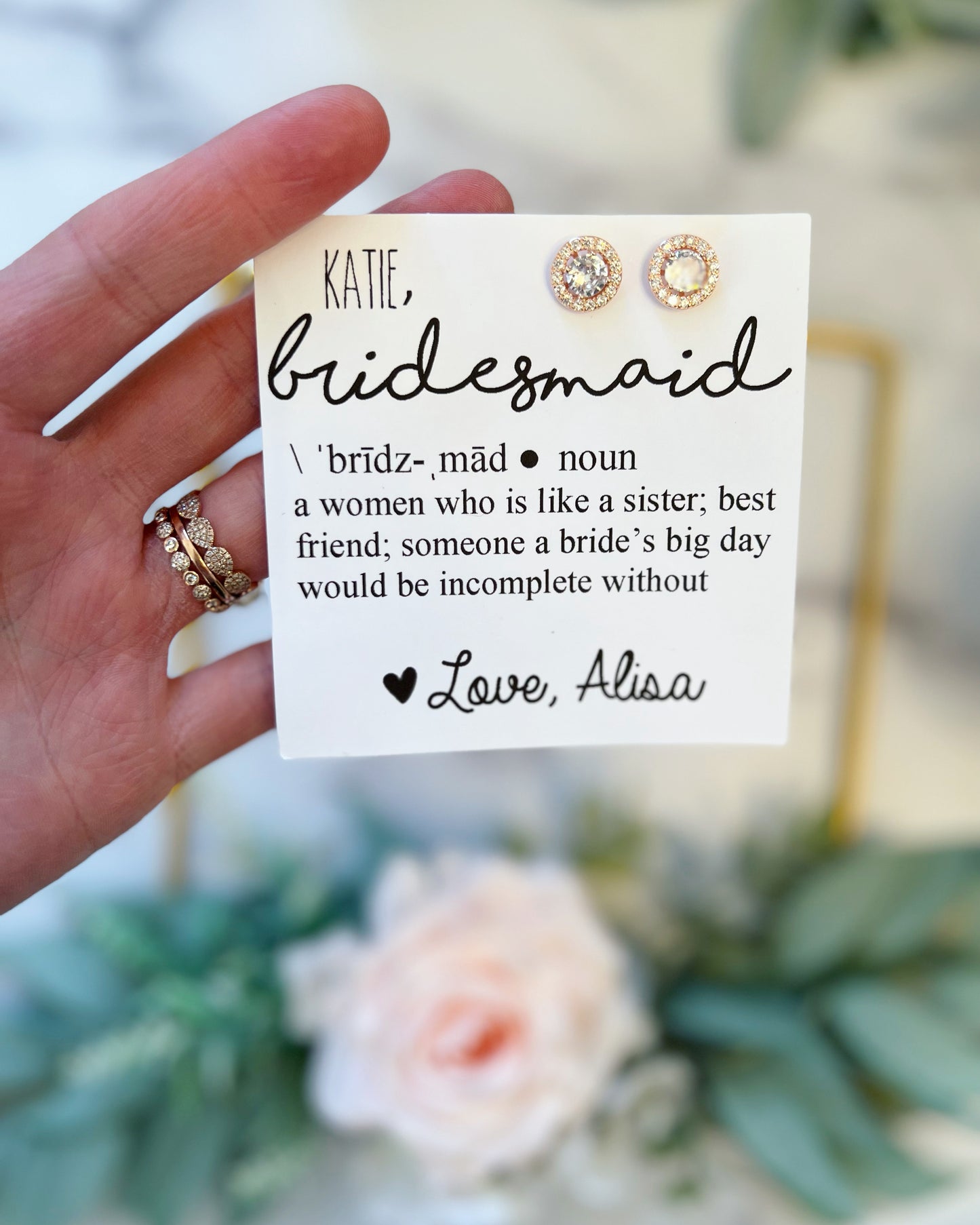 Bridesmaid Definition Card & Earrings