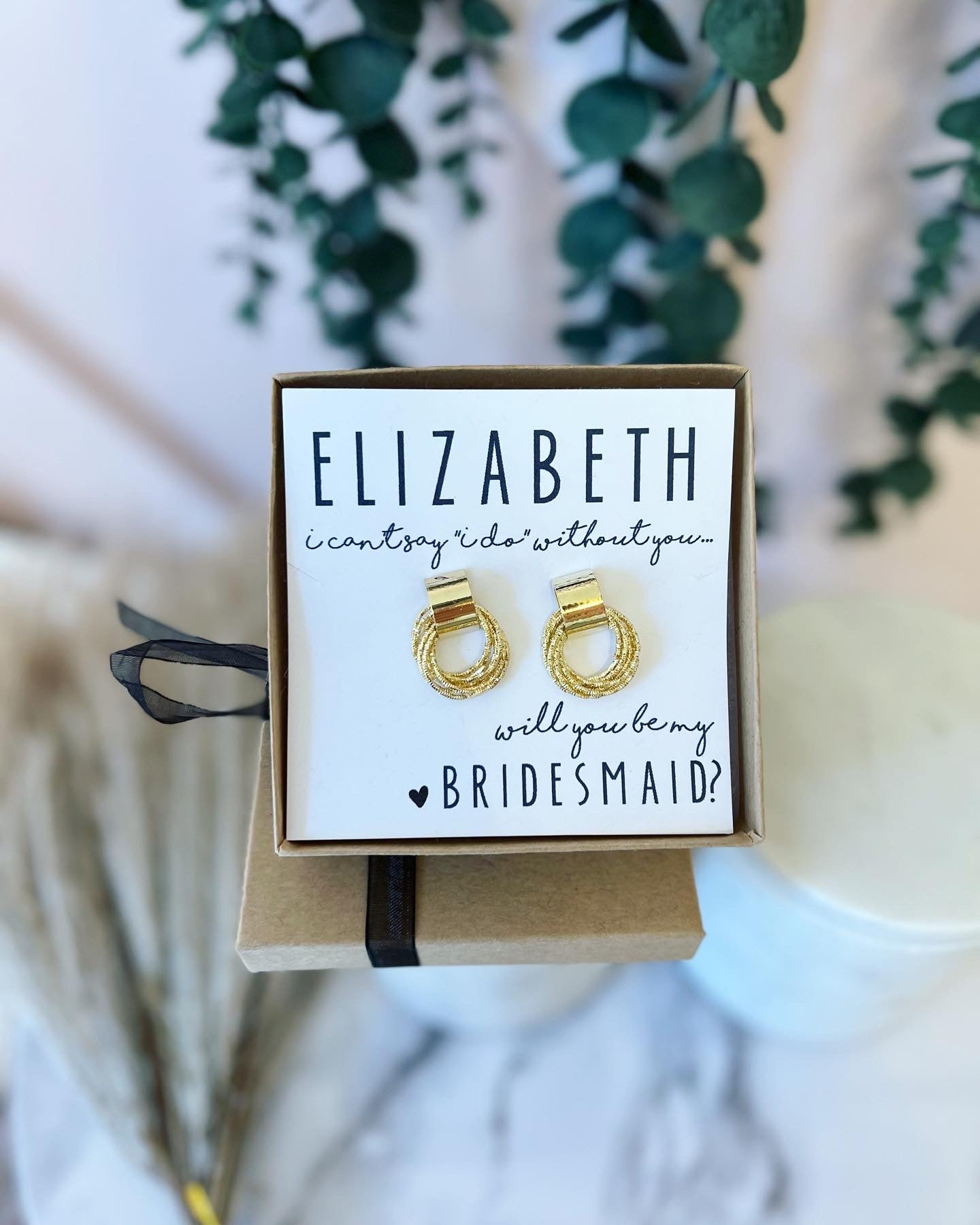 Bridal Party Silver or Gold Circle Hoop Earrings