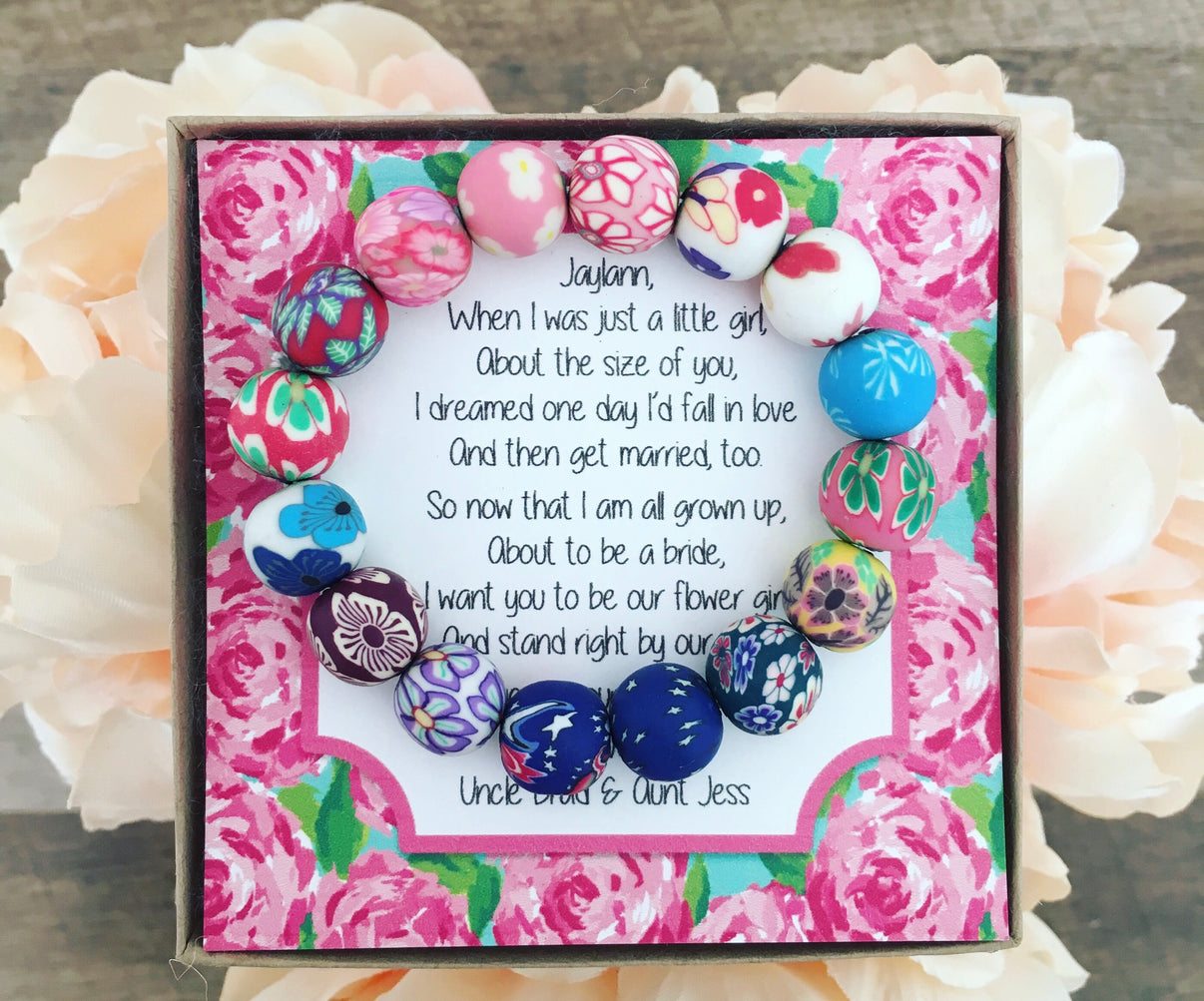 Flower Girl Beaded Flower Beads Bracelet Love Leigh Gift Co.