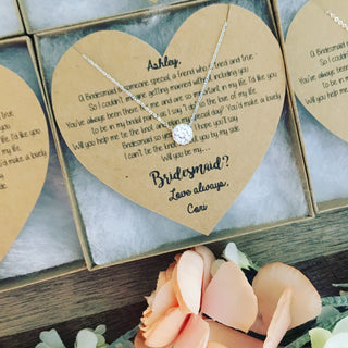 Cubic Zircon Bridesmaid Rose Gold or Silver Necklace