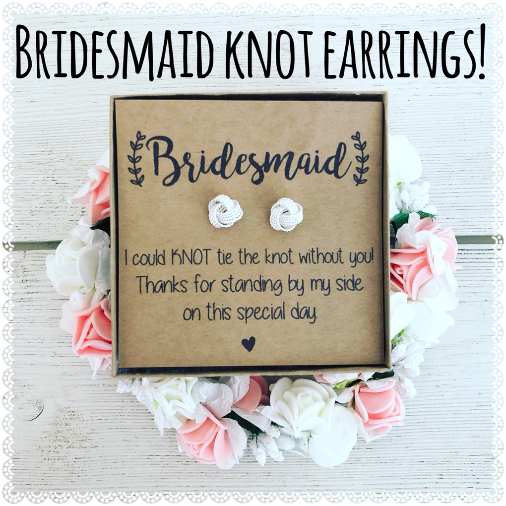 Silver Knot Bridal Party Earrings with Role