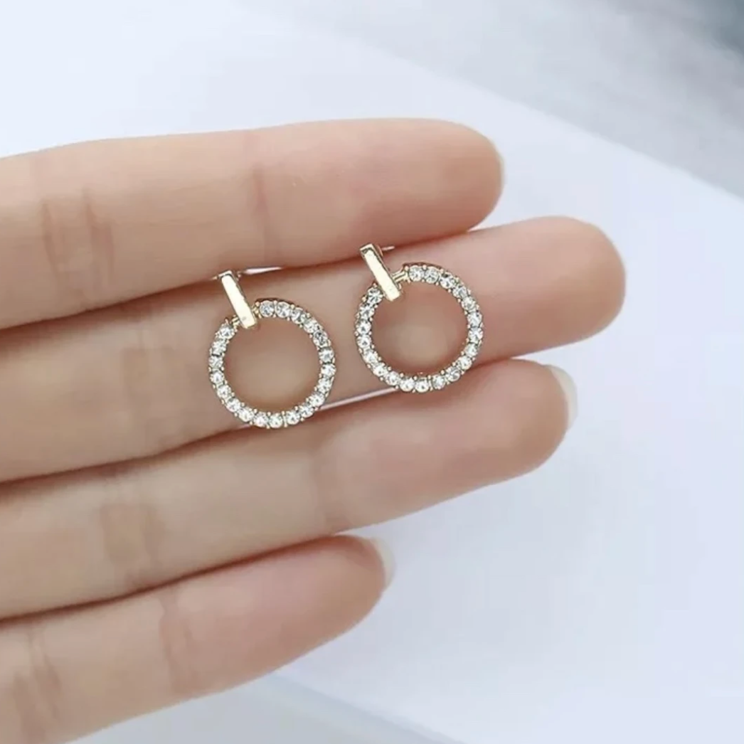CZ Gift Set Circle Earrings & Matching Circle Pendant Necklace