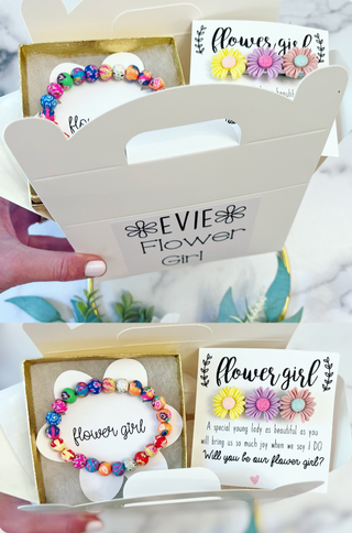 Flower Girl Box! Clay Beaded Bracelet and Flower Hair Clip