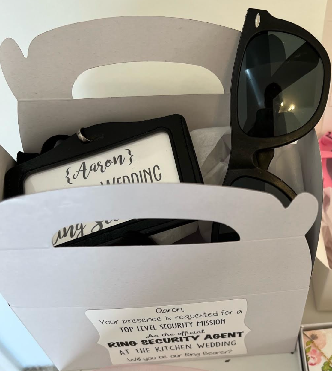 Ring Bearer Box with Sunglasses & Lanyard