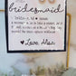 Bridesmaid Definition Card & Earrings